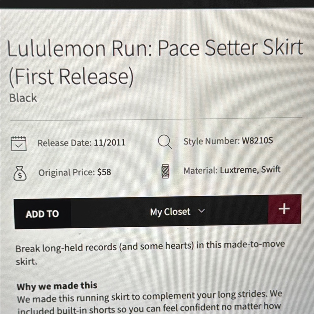 Lululemon Run- Pace Setter Skirt Sz6 Black - Picture 7 of 14